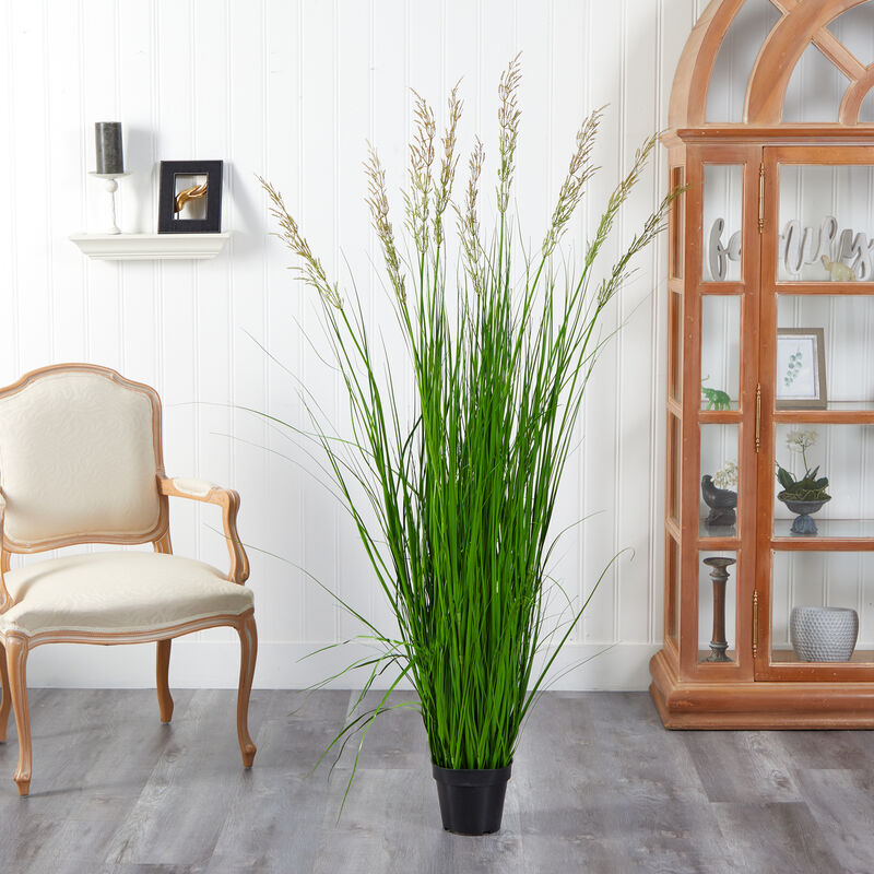 Hivvago 5.5" Plum Grass Artificial Plant - Green
