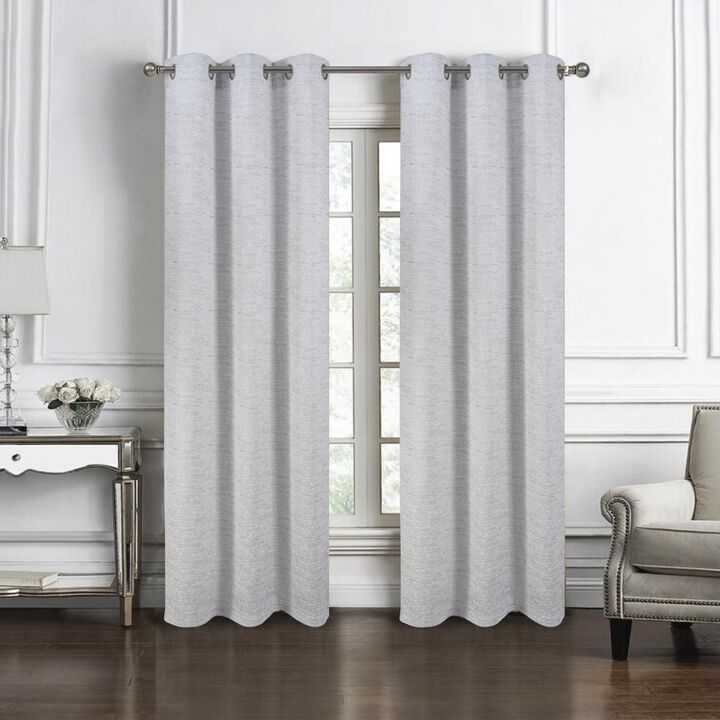 RT Designers Collection Roman Jacquard Premium & Stylish Grommet Panel Pair 54" x 84" Silver