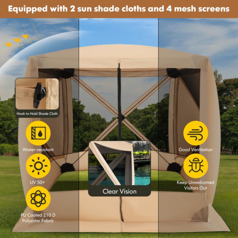Hivvago 6.7 x 6.7 Feet Pop Up Gazebo with Netting and Carry Bag