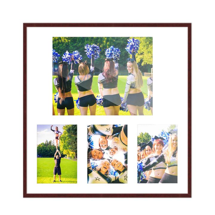 14.5x16 Wood Collage Frame with a White Mat for 8x10 & 4x6 Pictures