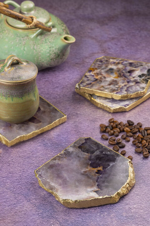 Dazzle Amethyst Coasters, Set of 4