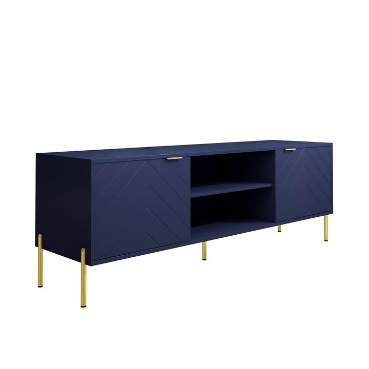 Unique Herringbone Design Multifunctional TV Stand With LED Light