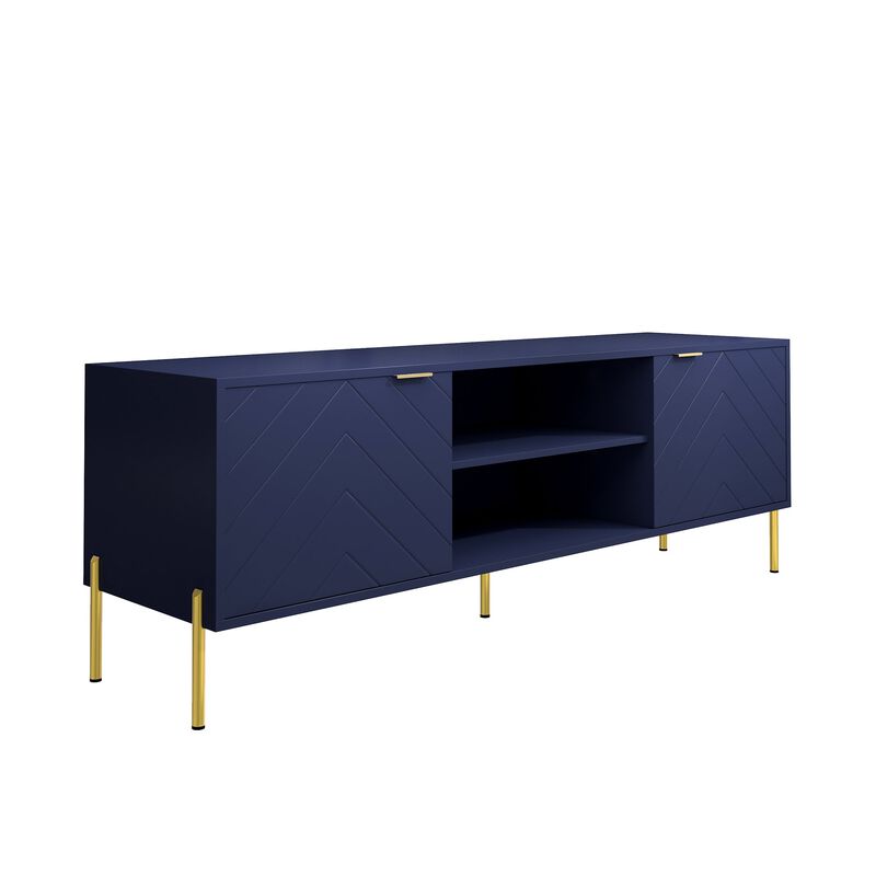 Unique Herringbone Design Multifunctional TV Stand With LED Light