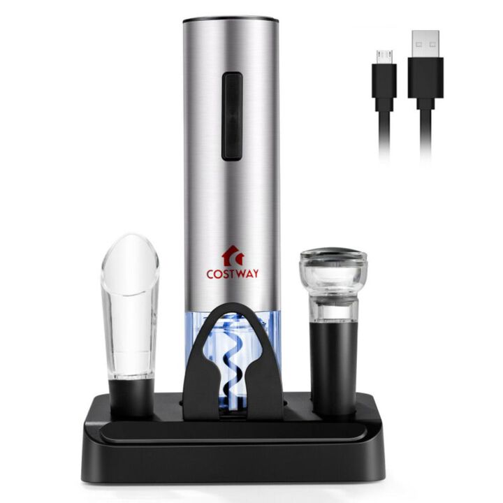 Costway  6-in-1 Electric Wine Bottle Opener Set with Foil Cutter