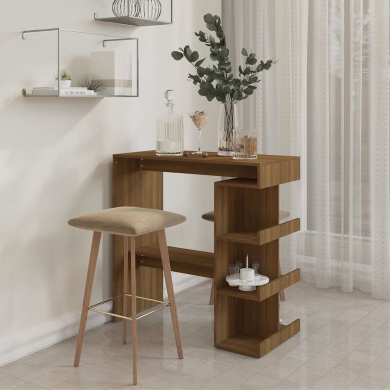 Tavolo Bar con Ripiano Rovere Marrone 100x50x101,5cm Truciolato