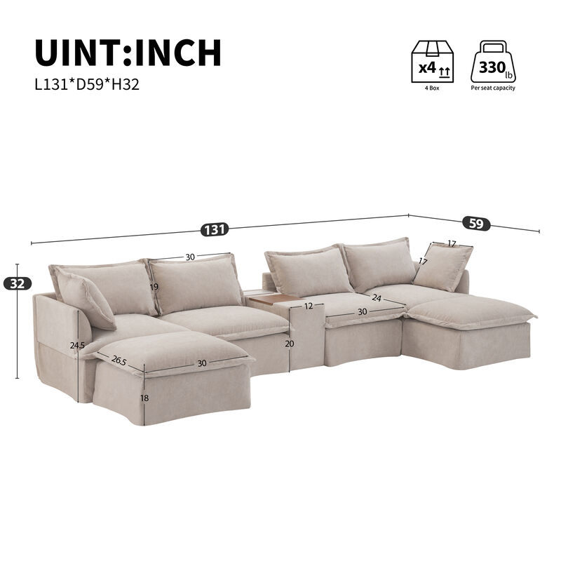 Merax Oversized Chenille Modular Sectional Sofa