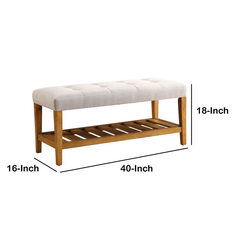 Wooden Bench, Light Gray & Oak-Benzara