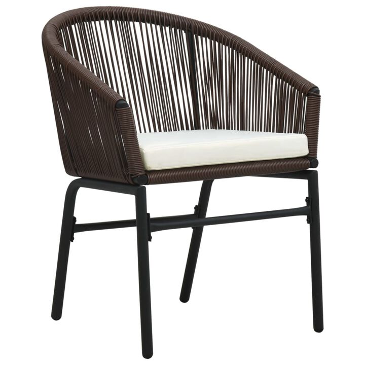 vidaXL 3 Piece Bistro Set with Cushions PVC Rattan Brown
