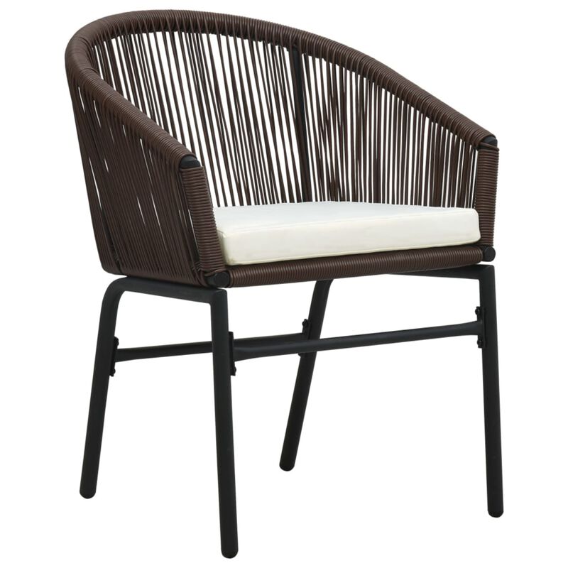 vidaXL 3 Piece Bistro Set with Cushions PVC Rattan Brown