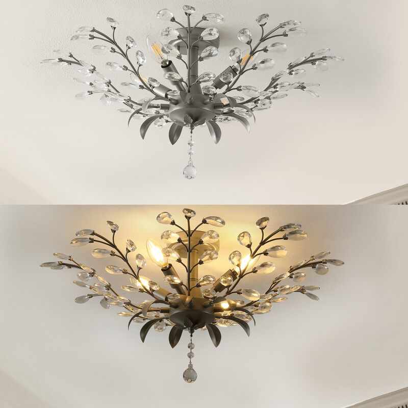 Elisana 4-Light Contemporary Bohemian Iron/Acrylic LED Semi Flush Mount