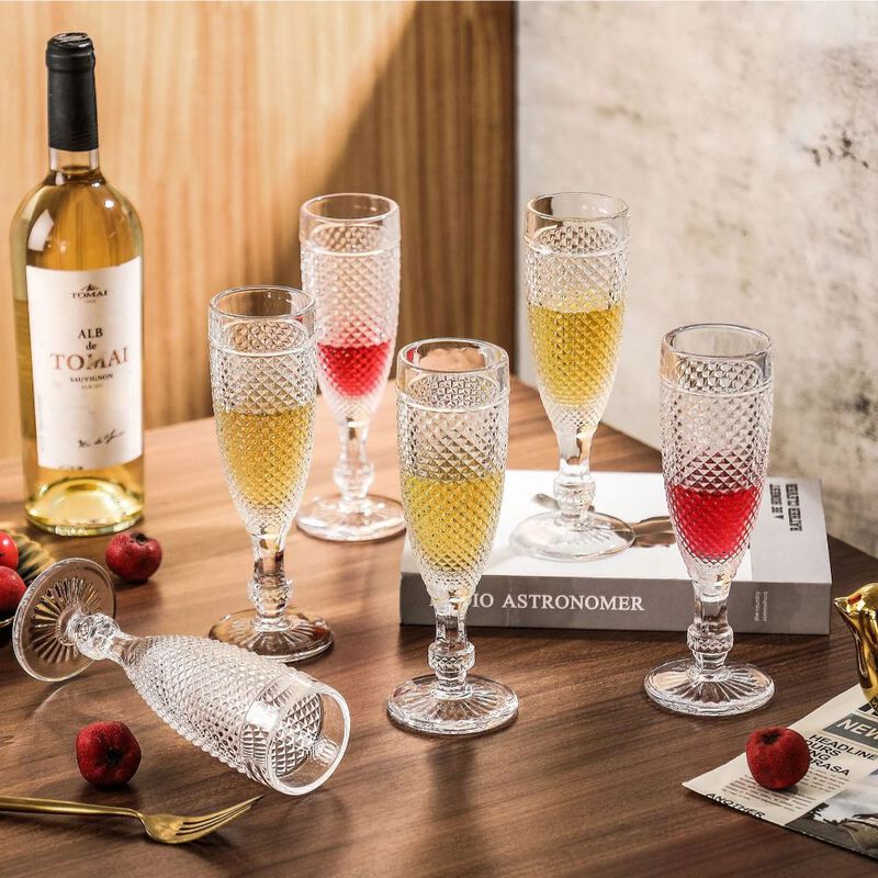 Hivvago Chroma Clear Champagne Flutes Glass (5.1 oz. set of 6)