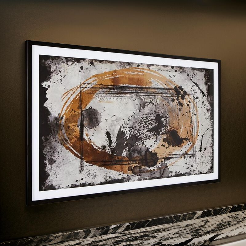 37 x 63 Inch Wall Art Decor, Framed Acrylic, Modern Abstract Black, Brown - Benzara