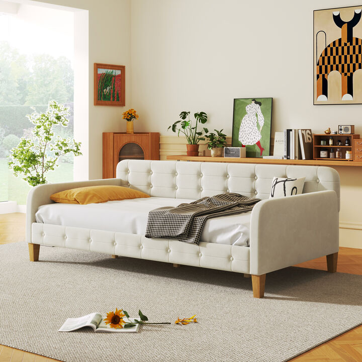 Merax Modern Upholstered Daybed with 4 Support Legs