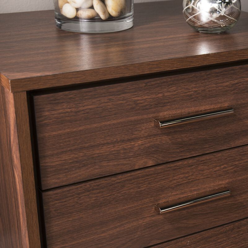 SEI Furniture Oren Bedside Table w/ Drawers, Brown