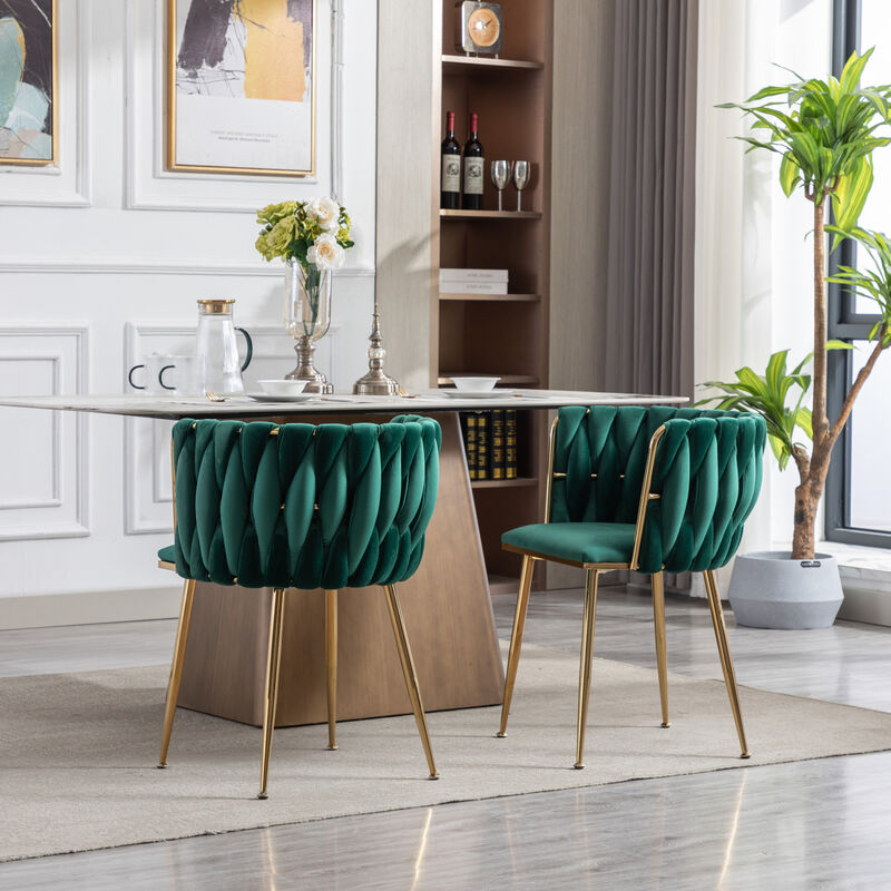 Dining Chair, Thickened Fabric Chairs With Wood Legs, Set Of 2