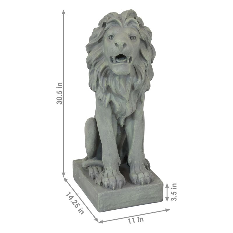 Sunnydaze Noble Beast Sitting Lion Outdoor Concrete Statue - 30 in