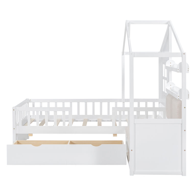 Merax House Platform Bed with Sofa