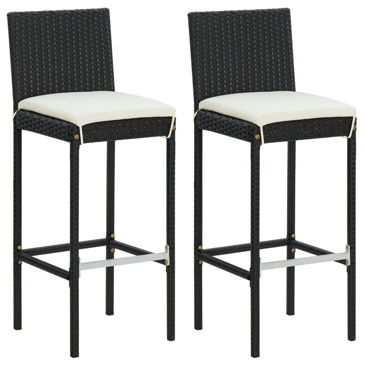 vidaXL 3 Piece Garden Bar Set with Cushions Black