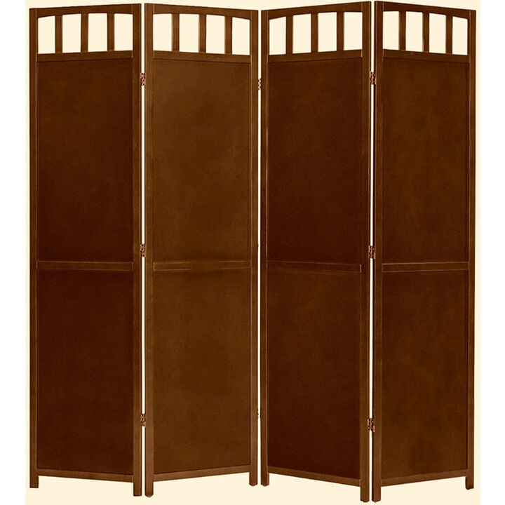 Legacy Decor 4 Panel Solid Wood Room Screen Divider Black Finish