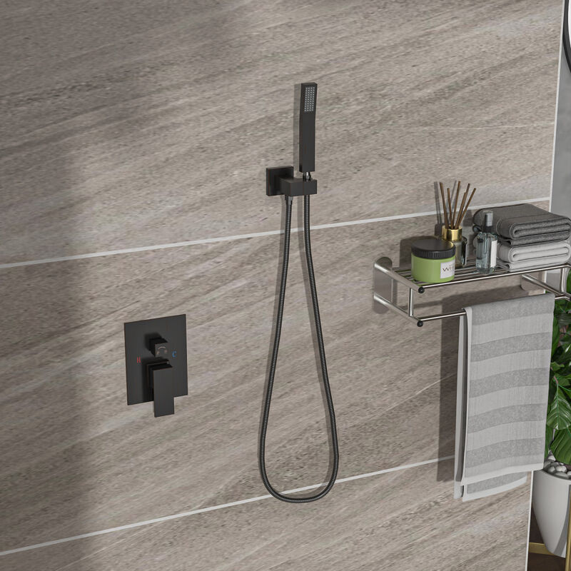 Ceiling Shower Set - 12 Inch Square Shower Set, Dual Shower Heads, Oil Rubber Bronze