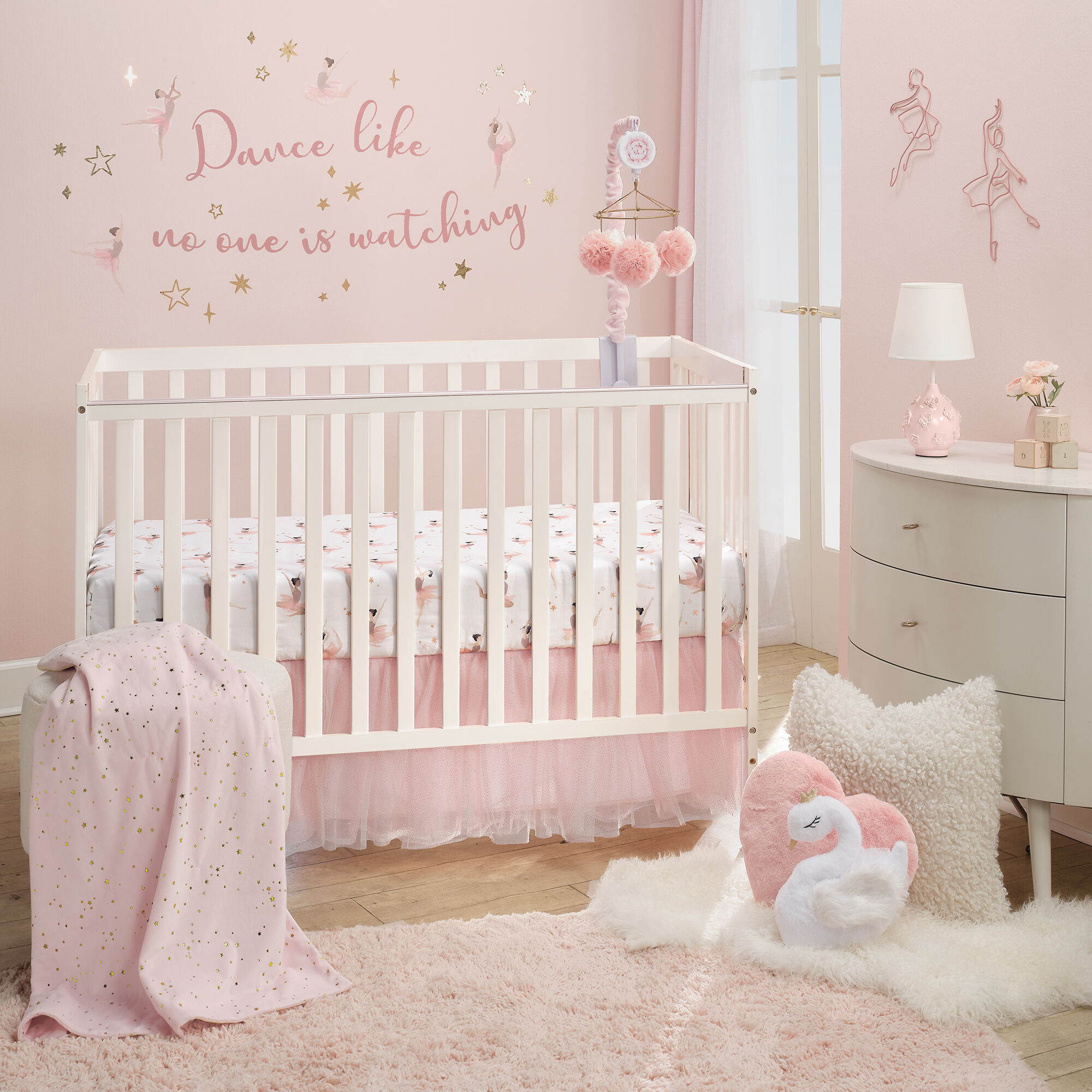 Lambs Ivy Ballerina Baby 3 Piece Infant Nursery Baby Crib Bedding Set Pink Mathis Home 1.0.0