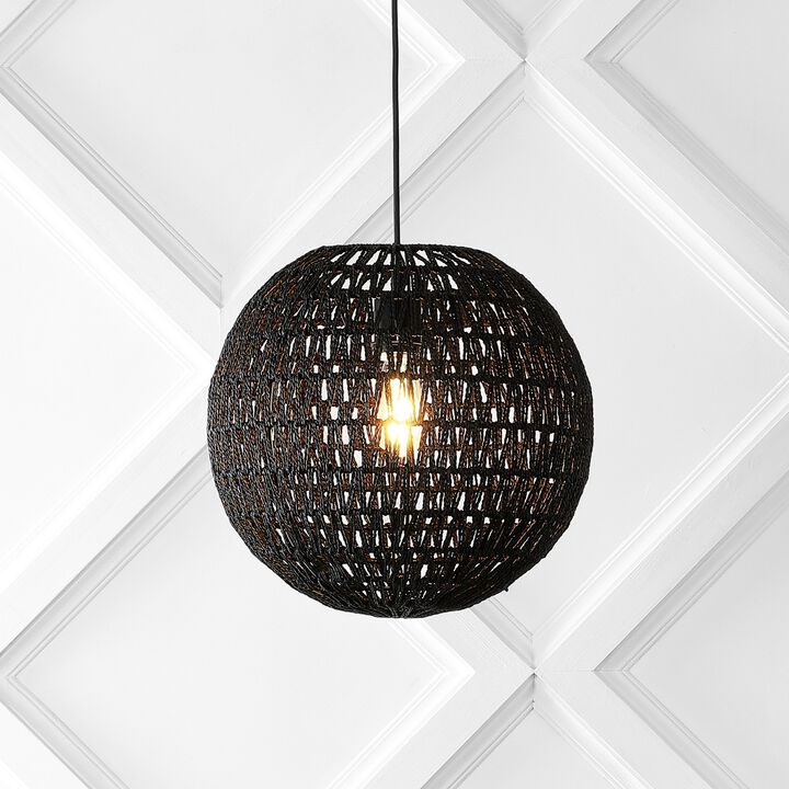 Luna Bohemian Modern Woven Rattaniron LED Pendant