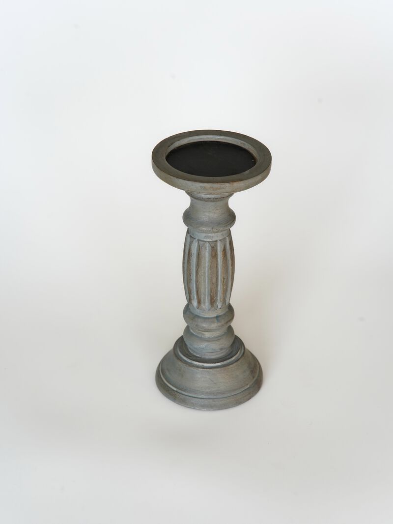 Traditional Antique Dusk Eco-friendly Handmade Mango Wood Set Of Two 6" & 9" Pillar Candle Holder