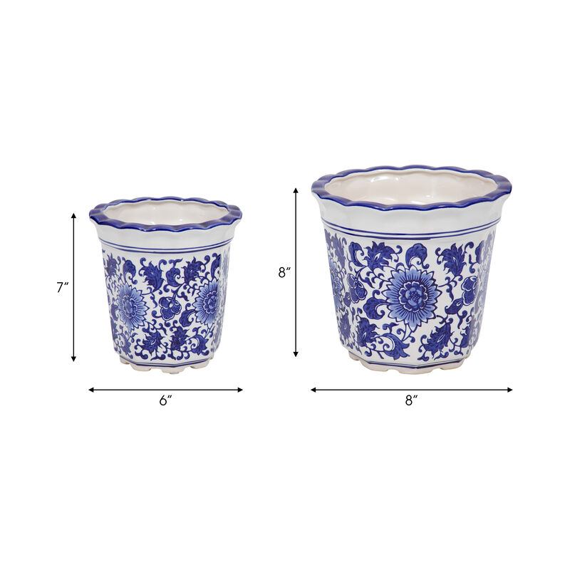 Blue Chinoiserie Pot Planters