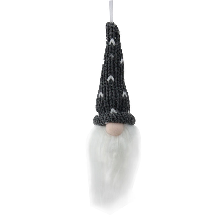 8" Gray Hat Christmas Santa Gnome Head Ornament