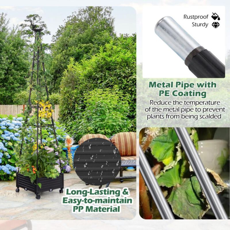 Hivvago Garden Obelisk Trellis with Self-Drainage System for Climbing Plants