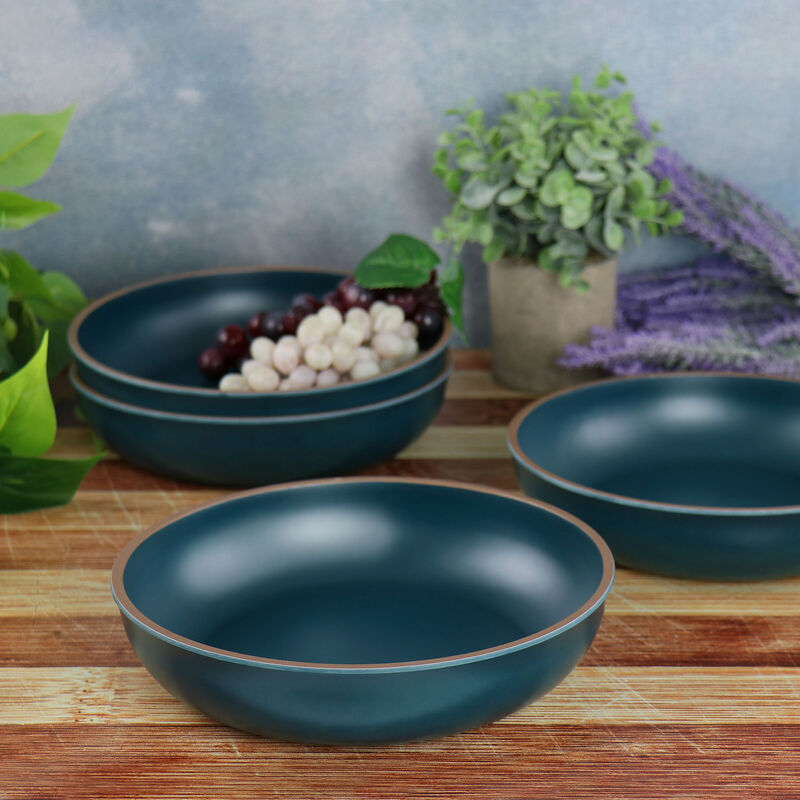 Gibson Home Rockabye 4 Piece Melamine Dinner Bowl Set in Dark Teal