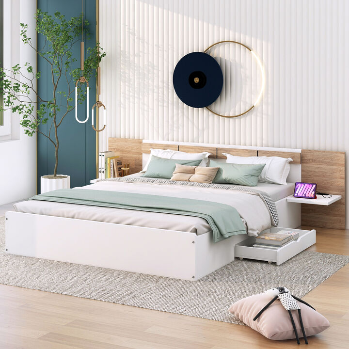 Streamdale Queen Platform Bed with Storage and USB