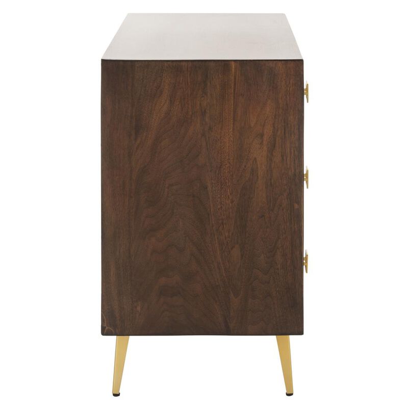 Safavieh Katia 3 Drawer Chest, Walnut Parquet/Gold