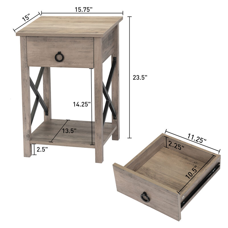 End Table with Storage Drawer and Open Shelf