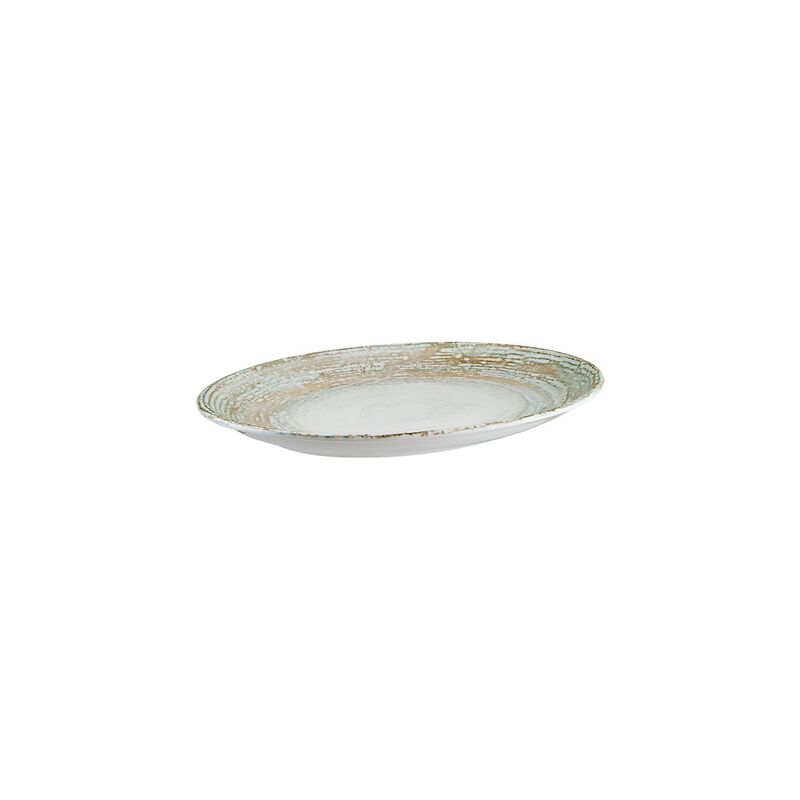Patera 9.75" x 7.5" x h:1" Oval Decorated Porcelain Platter (Set of 2)