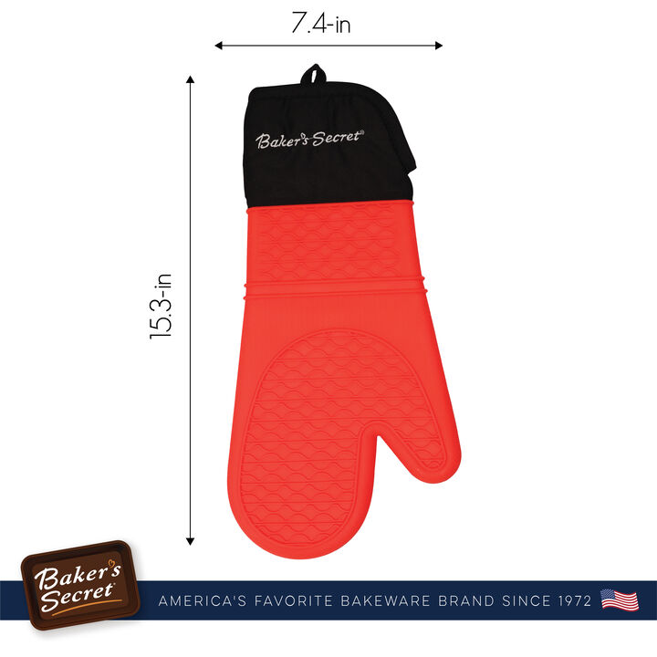 Baker's Secret Anti-Slip Oven Glove, Silicone Waterproof Kitchen Glove, Kitchen Essentials