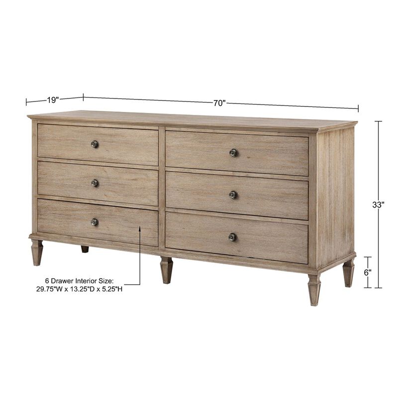 Gracie Mills Bolton French-Inspired 6-Drawer Dresser