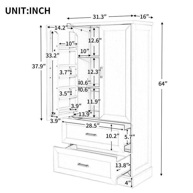 Merax Modern Tall Bathroom Storage Cabinet