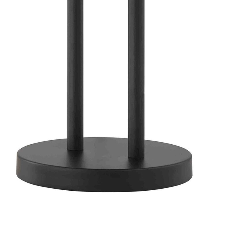 Pin 21 Inch Table Lamp, Wide Drum Metal Shade, Accent Round Base, Black-Benzara