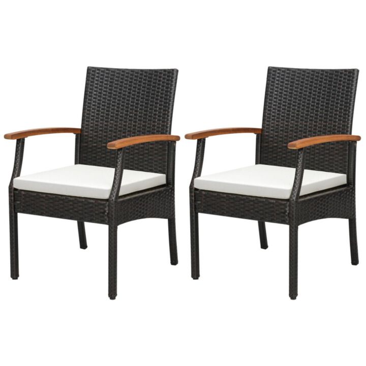 Hivvago Set of 2/4 Patio Dining Chair with Soft Zippered Cushion
