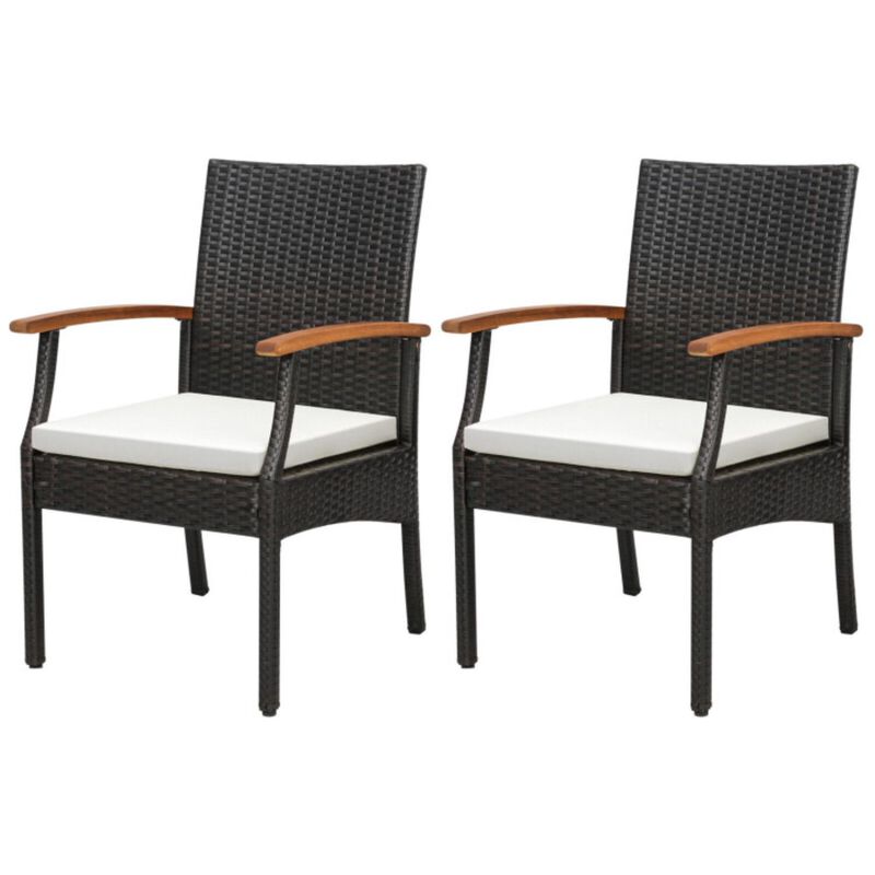 Hivvago Set of 2/4 Patio Dining Chair with Soft Zippered Cushion