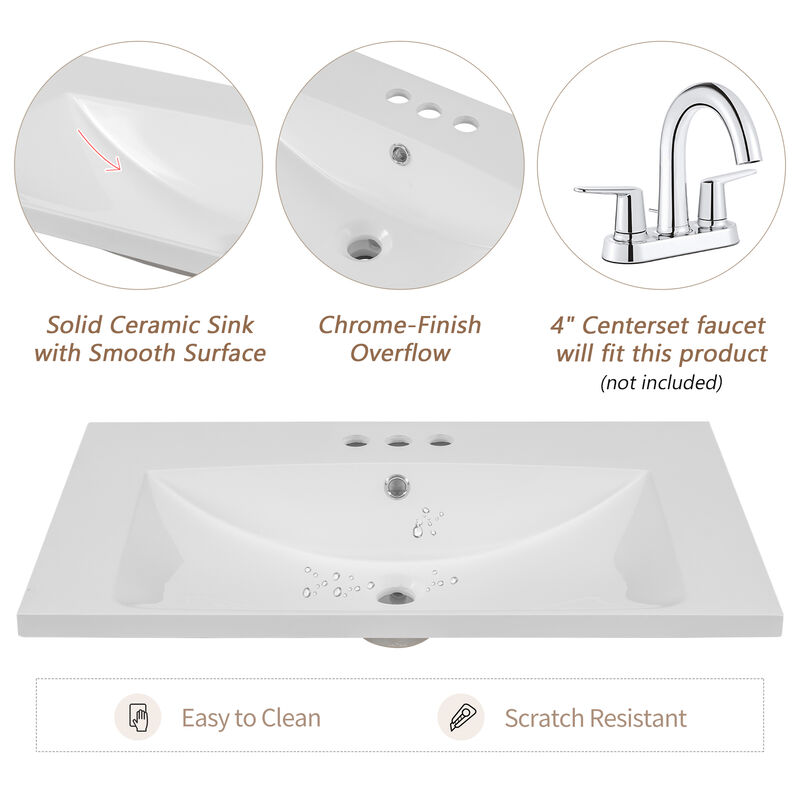 P PURLOVE Bathroom Furniture Vanity with Sink Combo