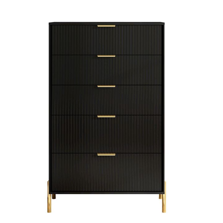 FESTIVO Modern 30" 5-Drawer Dresser Chest with Metal Handles