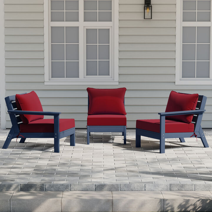 WestinTrends Outdoor Patio HDPE Sectional Sofa with Patio Cushions
