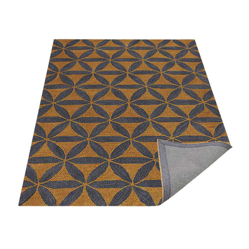 RUGSOTIC CARPETS HAND TUFTED WOOL ECO-FRIENDLY AREA RUGS  - 9'x12', Rectangle Shape, Gold & Blue, Contemporary Modern Design, High Pile Handmade Area Rugs for Living Room, Bed Room (K00723)
