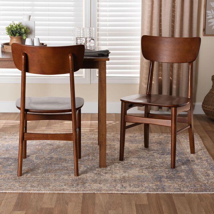 Baxton Studio Netherlands Mid Century Scandinavian Dark Walnut Bent Wood Dining Side Chair