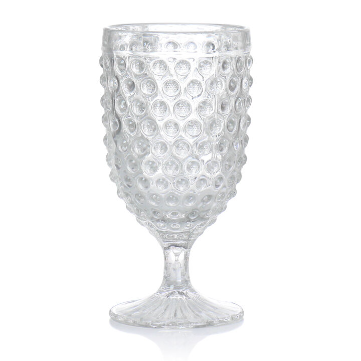 Martha Stewart 6 Piece 14.2 Ounce Clear Glass Hobnail Goblet Drinkware Set