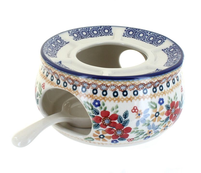 Blue Rose Polish Pottery Garden Bouquet Teapot Warmer