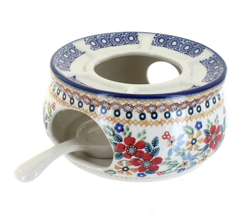 Blue Rose Polish Pottery Garden Bouquet Teapot Warmer