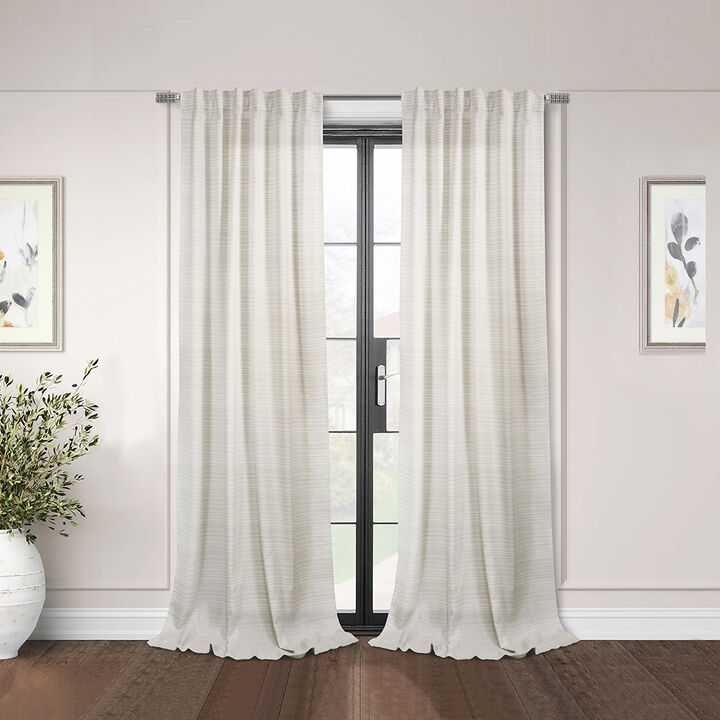 Habitat Austin Light Filtering Dual Header Linen Colored Horizontal Multi Pin Stripe Curtain Panel Linen